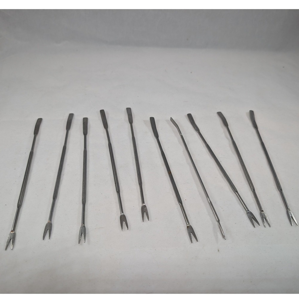 Vintage Stainless Steel Seafood Crab Lobster Picks Forks Set of 10 Scoop Tools